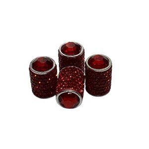 Ruby Red Rhinestone Aluminum Valve Stem Caps 4 pcs New In Bag